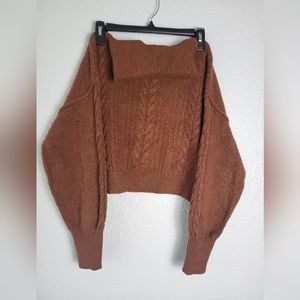 Women's Long Sleeve Turtle Neck Cropped, size XS, Brown color.